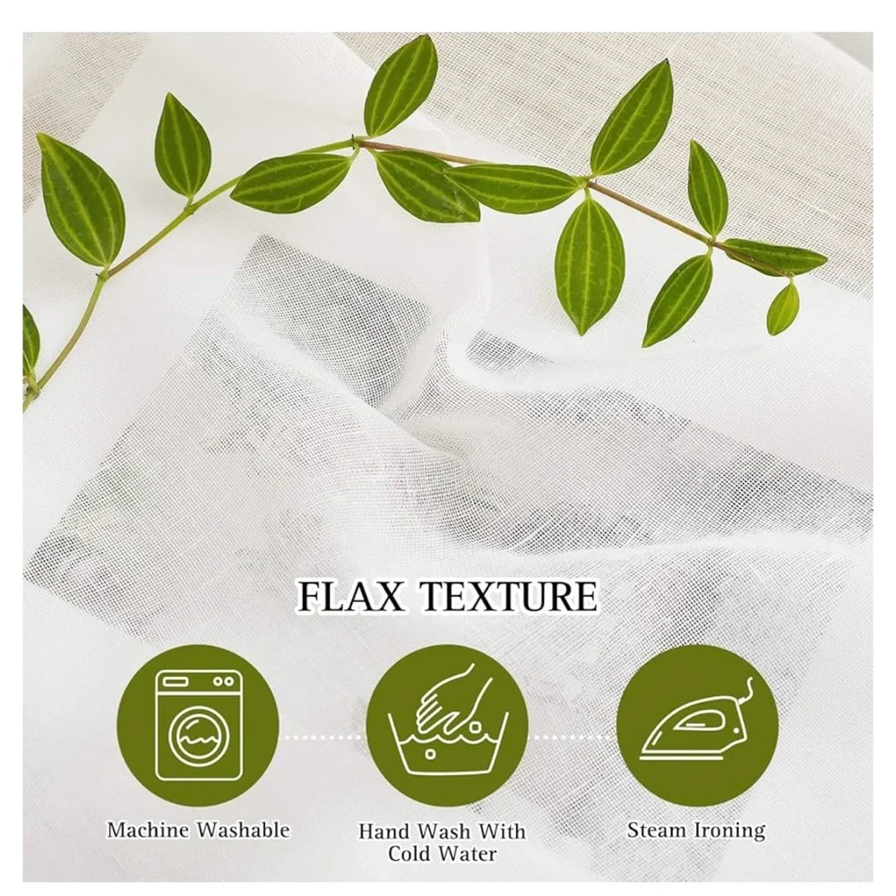 NICETOWN Linen Sheer Flax Textured Grommet Top Curtains (Ivory)